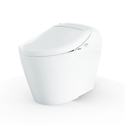 TOTO WASHLET G5A Lite Integrated Smart Toilet MS7421CEMFG angled view showing seat and tank Cotton White
