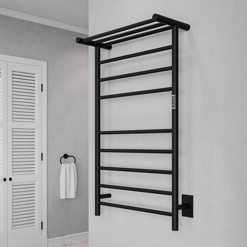 ANZZI Eve Series 8-Bar Towel Warmer with Top Shelf, Digital Control, Dual Installation