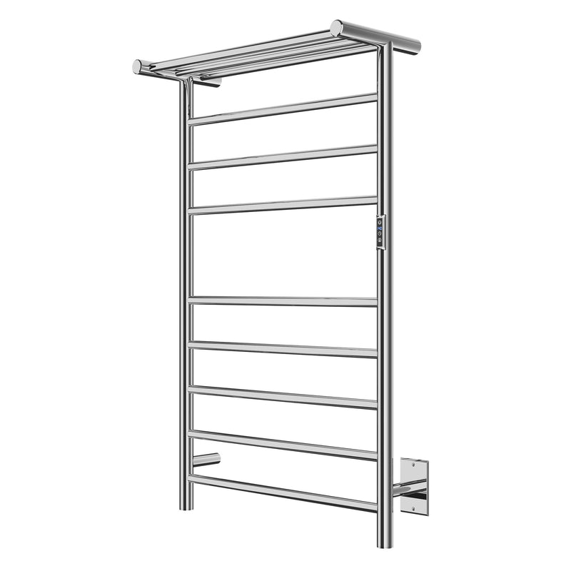 ANZZI Eve Series 8-Bar Towel Warmer with Top Shelf, Digital Control, Dual Installation