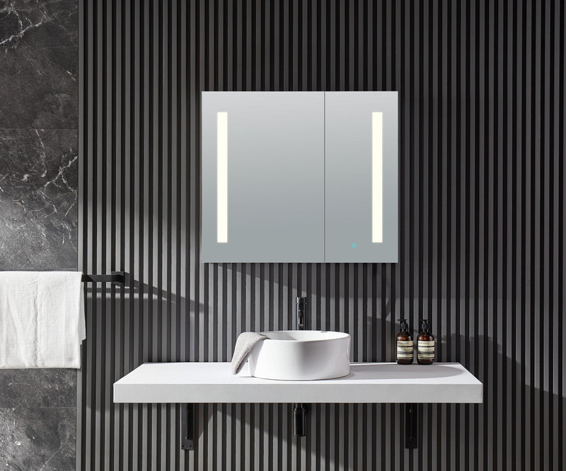 ANZZI Ether Frameless LED Mirror Bathroom Cabinet 28 in. x 32 in. BA-LMDFVCB007AL