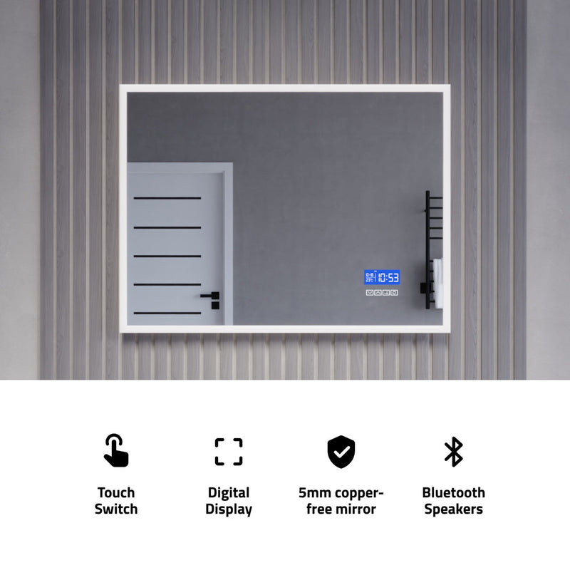 ANZZI LED Bathroom Mirror with Bluetooth Speakers 24x31 | 27x39 in