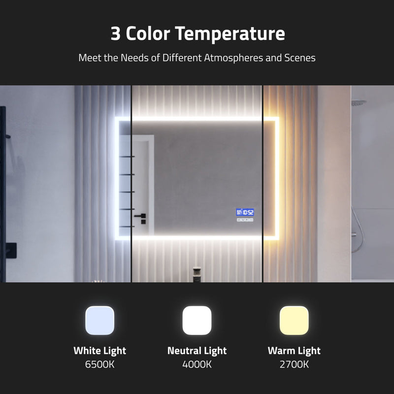 ANZZI LED Bathroom Mirror with Bluetooth Speakers 24x31 | 27x39 in