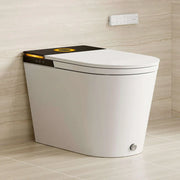 Modern smart toilet with electronic controls and sleek design in a contemporary bathroom