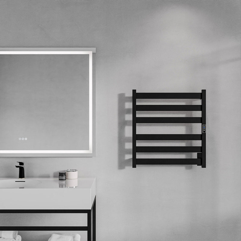 ANZZI Note Series 6-Bar Stainless Steel Wall Mounted Towel Warmer in Matte Black