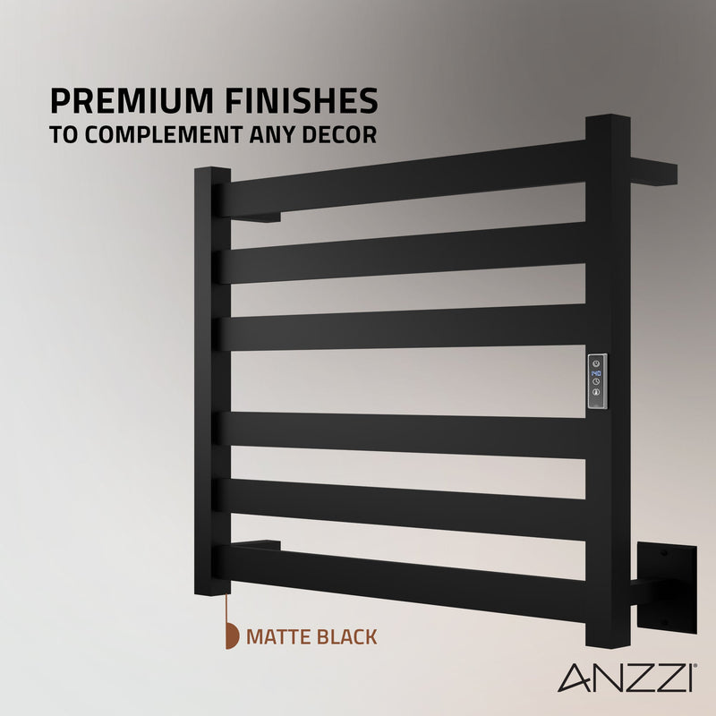 ANZZI Note Series 6-Bar Stainless Steel Wall Mounted Towel Warmer in Matte Black